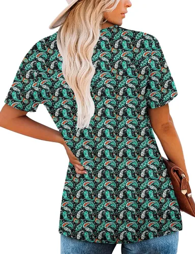 Miniatura 4 de Roselinlin Camisas de manga corta, para mujer, blusas florales de verano, ajuste holgado, para leggings