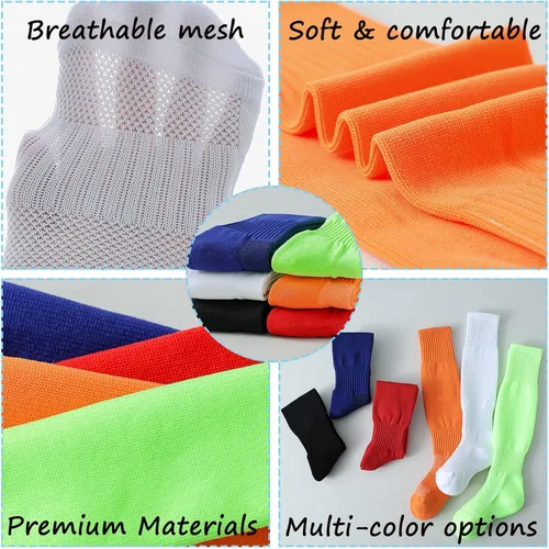 Miniatura 3 de Calcetines de fútbol para niños, calcetines de béisbol con suela acolchada hasta la rodilla para niños y niñas, 2 pares