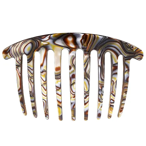 Camila Paris CP3182 Peine lateral francés hecho a mano redondeado, ónix, peines de pelo con torsión francesa, decorativas, pinzas de sujeción fuerte