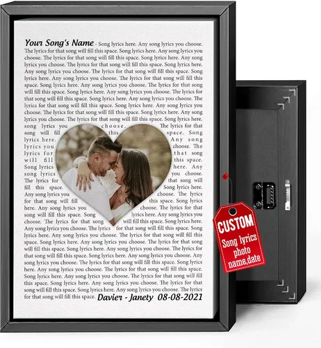 Miniatura 16 de H-DEWALL Lienzo personalizado con letras de canciones enmarcado, regalos para ella, obra de arte para el dormitorio, lienzo musical personalizado