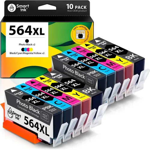 Smart Ink Cartucho de tinta compatible de repuesto de alto rendimiento para HP 564 XL 564XL, paquete de 10 (2 negro, 2 negro y 2 C/M/Y) para
