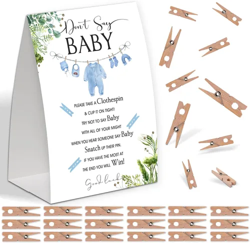 Miniatura 8 de Decoraciones de oso para baby shower, género neutro y temático de otoño, incluye juego de Don't Say Baby y pequeño juego de pinzas para la ropa