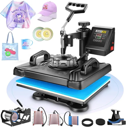 Miniatura 11 de Máquina de prensa de calor para camisetas, máquina de transferencia de calor 5 en 1, prensa de impresión de calor de 12 x 15 pulgadas