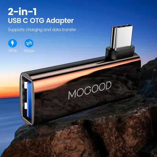 Miniatura 2 de MOGOOD Adaptador USB C OTG 2 en 1 con carga PD de 100 W, puerto USB 3.0, ángulo recto para Galaxy S24, Quest 3, iPad, Chromecast, Pi-KVM - Datos