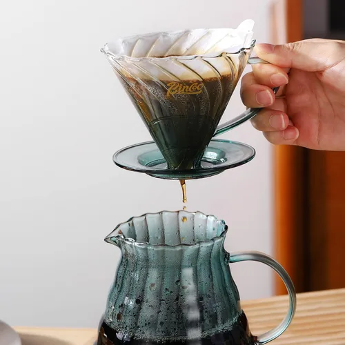 Miniatura 5 de Bincoo Juego de cafetera para verter con gotero tamaño 0.1 fl oz, juego de servidor de café de vidrio cónico de 60 ángulos con soporte y papel