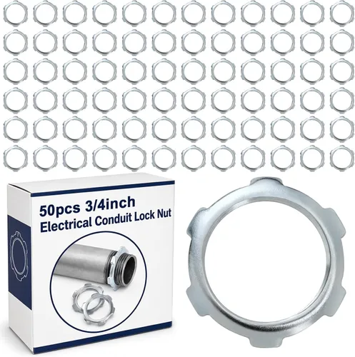 Miniatura 11 de Yaocom 50 piezas de tuercas de bloqueo de conducto eléctrico, tuerca de bloqueo rígida, acero galvanizado, accesorios de conductos eléctricos