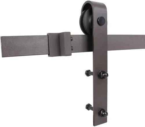 Miniatura 5 de TMS Mini puerta corrediza interior de madera de pino nudosa maciza teñida con kit de herrajes deslizantes (84 x 36 pulgadas, nogal)