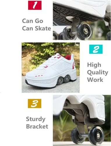 Miniatura 5 de Zapatos de patinaje convertibles para hombres y mujeres, zapatos de paseo automáticos para niños y adultos, patines con doble fila de ruedas, ruedas