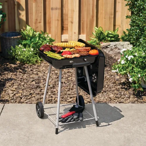 Miniatura 3 de Parrillas de carbón para barbacoa de 17.5 pulgadas con ruedas, espacio libre para parrilla de ahumador, superficie de cocción de 302 pulgadas