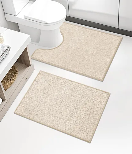 Miniatura 32 de Chakme Juego de 2 alfombras de baño ultrafinas, absorbentes, antideslizantes, lavables a máquina, color negro, 17 x 24 pulgadas / 17 x 30 pulgadas
