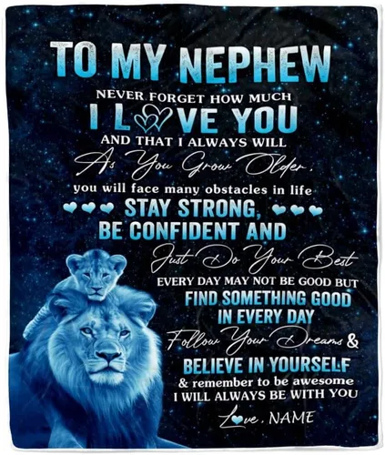 Miniatura 6 de Manta personalizada con texto en inglés «To My Nephew from Aunt Uncle Auntie I Love You Hugs» (texto en inglés) con texto en inglés «To My Nephew»