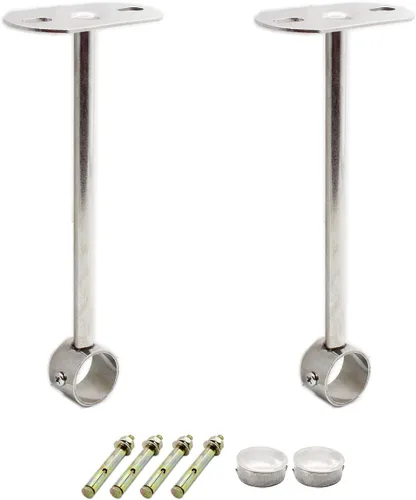 Miniatura 10 de Paquete de 2 soportes de montaje en techo, soporte de tubo de acero inoxidable para armario, soporte de tubería de techo, cortina de ducha, armario