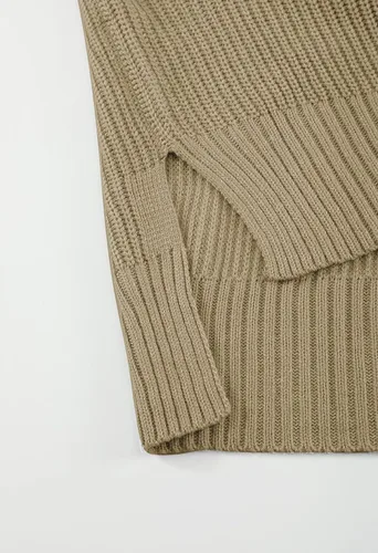Miniatura 3 de Selowin Suéter de punto trenzado con cuello en V para mujer suéter holgado