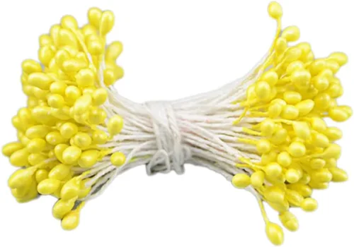 Miniatura 16 de QueenBox® 900 piezas de estambres de flores de doble cabeza de 0.118 pulgadas, Pistilo floral de perlas artificiales para bricolaje, ramo de flores