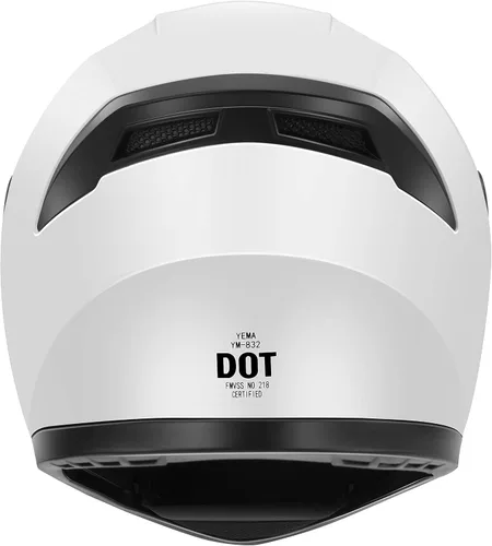 Miniatura 5 de YEMA Casco de moto de calle DOT de cara completa YM-832 con bufanda extraíble para el cuello para hombres y mujeres Blanco