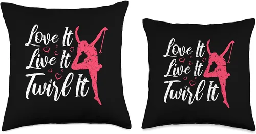 Miniatura 3 de Majorette Dance Graphics for Baton Twirler Baton - Almohada de 16 x 16 pulgadas, multicolor