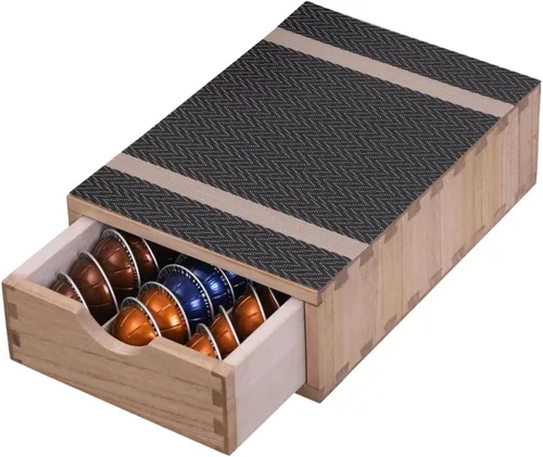 Miniatura 11 de DDYURI Soportes para cápsulas de café de 1 capa y 1 cajón, marrón oscuro (CF1D1C-DK)