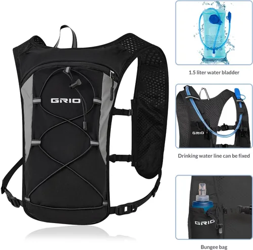 Miniatura 2 de Chaleco para correr para mujeres y hombres, correas ajustables para el pecho, chaleco de hidratación para correr con vejiga de agua de 1.5 L