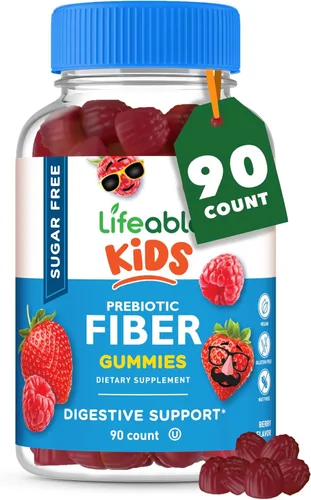 Lifeable Gomitas de fibra prebiótica sin azúcar para niños, 0.14 onzas de fibra para niños, suplementos de fibra vegetariana de gran sabor para