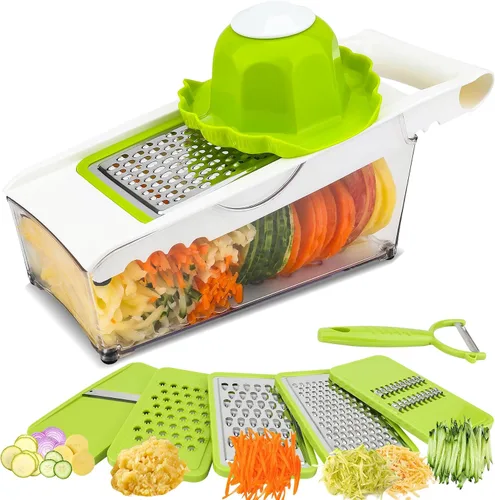 Ralladores para cocina, Rallador de queso con contenedor, Cortador de mandolina para cocina, Rallador de verduras, Triturador de zanahoria, Cortador