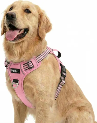 Miniatura 25 de Funfox Arnés para perro sin tirones, arnés de chaleco ajustable para mascotas, material súper suave con mango vertical, fácil control, paseo