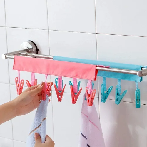 Miniatura 9 de TamBee Clips portátiles para colgar ropa de viaje, colgador de ropa de viaje, percha de secado de toallas, colgador de ropa plegable portátil