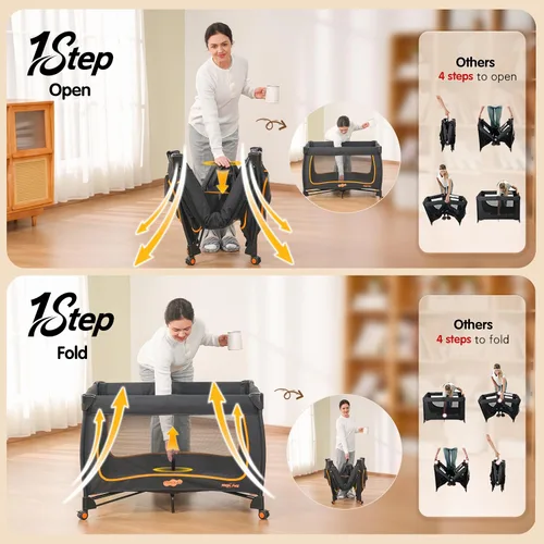 Miniatura 10 de Pamo Babe Paquete de bebé 6 en 1 y juego con moisés – Cuna de viaje de configuración de un solo paso, pequeño corralito portátil para bebés, cuna