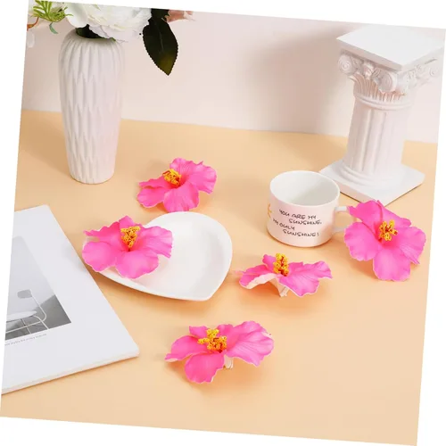 Miniatura 7 de Abaodam 10 flores de hibisco sintético hawaiano, flores artificiales tropicales para decoración de mesa hawaiana Luau decoración de mesa