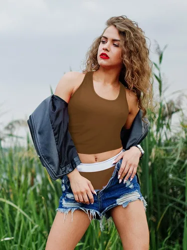 Miniatura 7 de Boao 4 camisetas básicas sin mangas de espalda cruzada para mujer