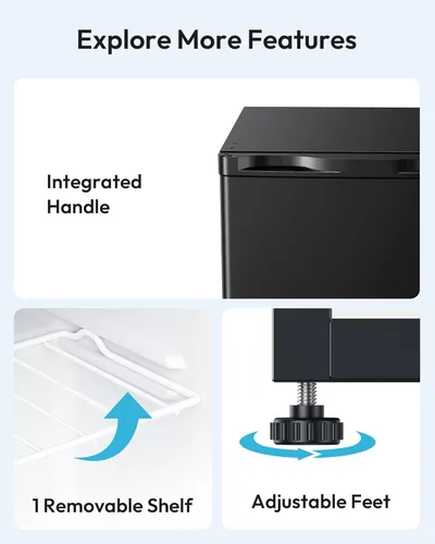 Miniatura 9 de EUHOMY Mini congelador de 1.1 pies cúbicos, encimera, congelador vertical compacto de una sola puerta con puerta reversible, estantes extraíbles