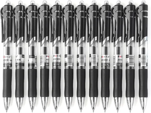 Bribobo Bolígrafos de gel de punta fina, bolígrafos de escritura suave, bolígrafos retráctiles de tinta negra para suministros de oficina escolar,