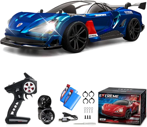 Miniatura 7 de Coches de deriva a control remoto, 1/16 rojo a la deriva RC Car 4WD 2.4GHz Auto de control remoto de alta velocidad deportivo de carreras con luces