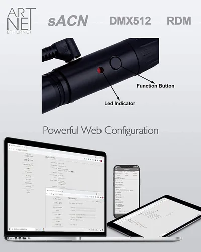 Miniatura 6 de Pknight Controlador inalámbrico DMX, transceptor compacto con conectividad Wi-Fi, compatible con Artnet y sACN