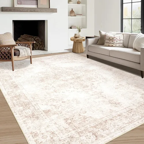 Miniatura 20 de Aoyaomi Alfombra de Área Vintage para Sala de Estar - 5x7 Grande Lavable a Máquina Boho Marroquí Desgastada Alfombras Estilo Granja para Dormitorio
