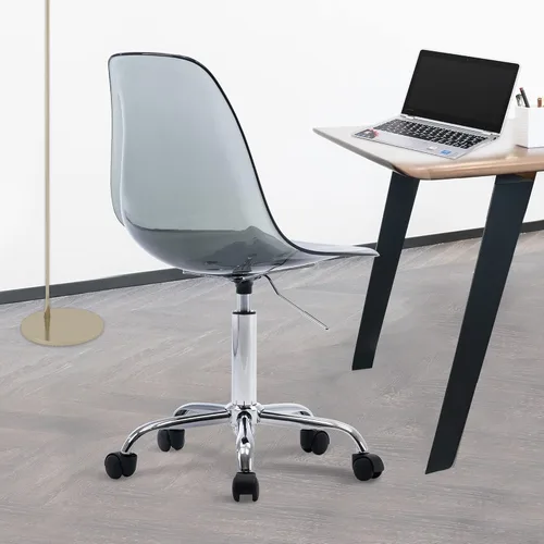 Miniatura 6 de HOMEFUN Silla de escritorio transparente, de acrílico, giratoria, sin brazos, altura ajustable, de plástico moldeado fantasma, sillas de oficina