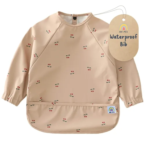 Miniatura 23 de ARI MES Baberos impermeables de manga larga para bebés para comer - Arcoíris, pequeño - Vestible, cubretodo para niño pequeño, babero de manga