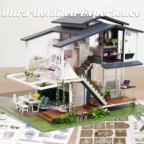 Miniatura 8 de Flever Kit de casa de muñecas en miniatura DIY, habitación creativa con muebles para un regalo artístico romántico (Jardín de Monet)