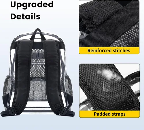 Miniatura 6 de Vorspack Mochila transparente resistente - Mochila transparente de PVC grande para libros para trabajo universitario