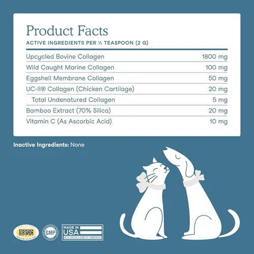 Miniatura 7 de Fera Pets Polvo de colágeno para gatos y perros, 5 tipos de colágeno + UC-II® clínicamente estudiado, suplemento para huesos, intestinos
