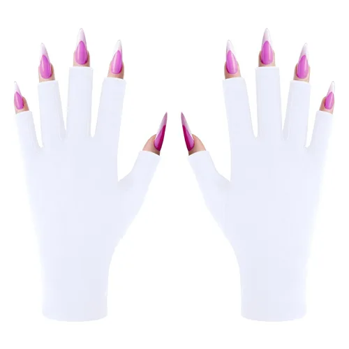 Guantes UV para lámpara de uñas de gel, guantes profesionales de protección UV UPF50+ para manicuras, guantes anti UV sin dedos para arte de uñas,