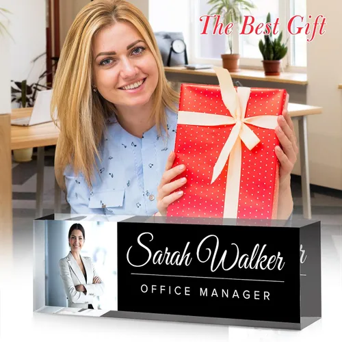 Miniatura 6 de Placa de nombre de escritorio personalizada con foto, placa de nombre personalizada para escritorio, decoración de oficina para mujeres y hombres