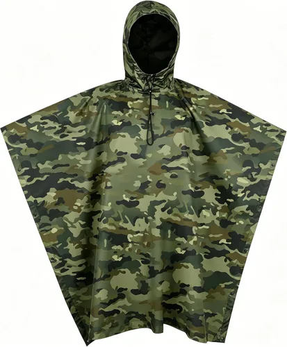 Miniatura 12 de GRVCN Poncho de lluvia militar, impermeable de camuflaje impermeable ligero al aire libre