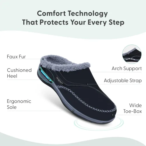 Miniatura 16 de Orthofeet Charlotte - Pantuflas ortopédicas con forro de piel sintética para mujer