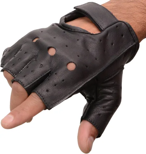 Miniatura 2 de MENS PERFORATED FULL PIECE FINGERLESS WGEL PADDED PALM HOLES VERY SOFT LEATHER