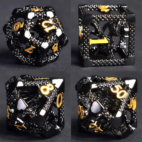 Miniatura 2 de RULE DICE Juego de dados DND de metal, 7 piezas de dados de dragón mágico cautivo D& Dice Set, diseño único, fantásticos dados de metal poliédricos