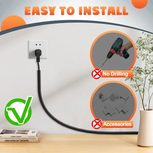 Miniatura 4 de UOMTFAI Cubierta de cable de pared de 39 pulgadas, cubierta de cable autoadhesivo para cables, cubierta de cable flexible para gestión de cables