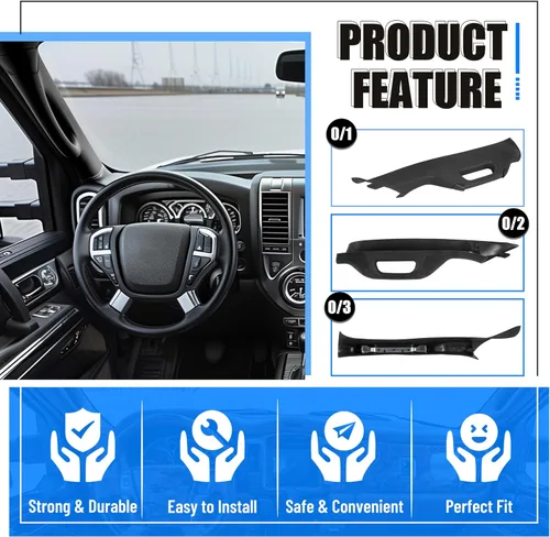 Miniatura 3 de HECASA Una manija de agarre de pilar, moldura interior derecha del lado del pasajero compatible con Ford F-250 F-350 F-450 F-550 Super Duty Negro