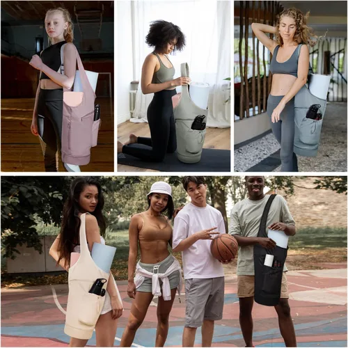 Miniatura 6 de Bolsa para esterilla de yoga sportsnew, bolsa de transporte larga con abertura grande, con bolsillo impermeable para artículos mojados y bolsillo