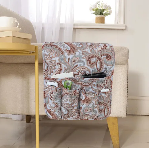 Miniatura 15 de Organizador de sillón para sofá, soporte de control remoto, duradero y antideslizante, organizador de reposabrazos para sofá reclinable, 4 bolsillos
