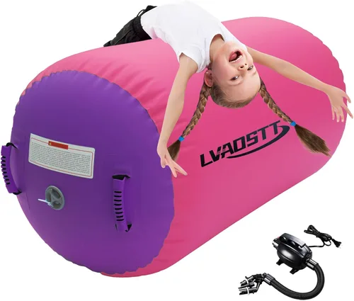 Miniatura 10 de Rodillo de aire para gimnasia, colchoneta inflable para rodillos de aire, equipo de gimnasia, cilindro de equilibrio con bomba para yoga